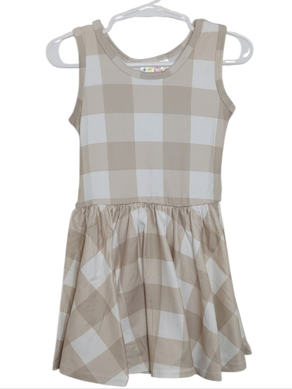 Dot Dot Smile Girls Dress Size 2T Sandstone Check Print Tank Style FLAWED Twirl
